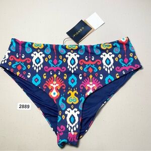 PIOMBO Bikini Bottom Blue XL Geometric Print Women’s  Swimwear New